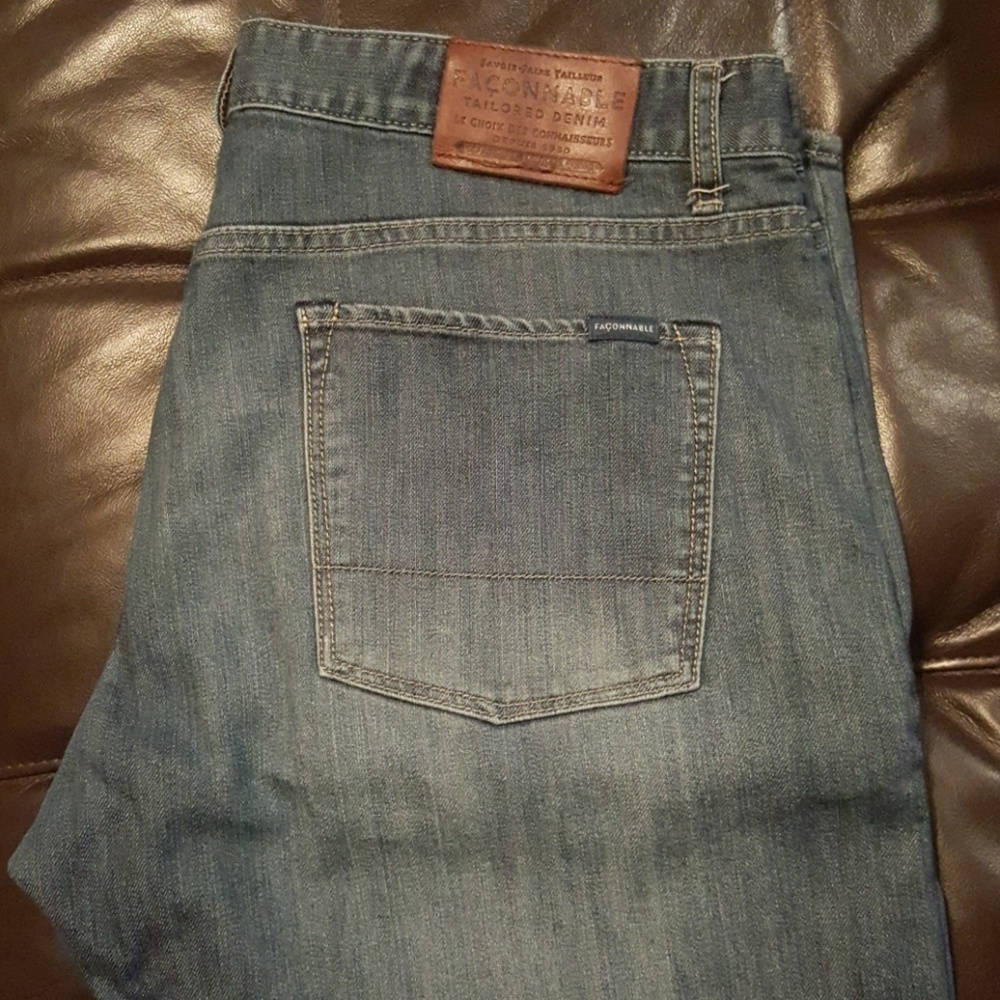 Faconnable Mens Flat Front Denim Jean 36 x 32